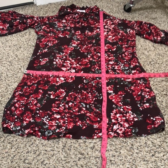 Parker Dress Size Large Red Floral Cold Shoulder Cutout - Picture 12 of 13